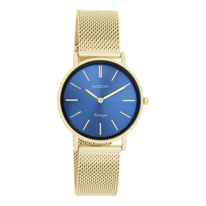 oozoo Goudkleurige OOZOO horloge met metalen mesh armband - C20292
