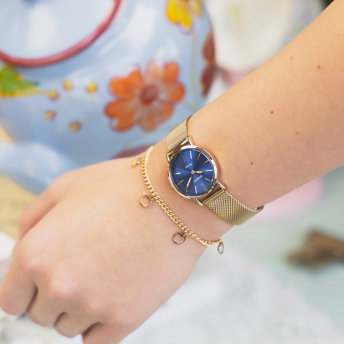 Oozoo Goudkleurige OOZOO Horloge Met Metalen Mesh Armband - C20293