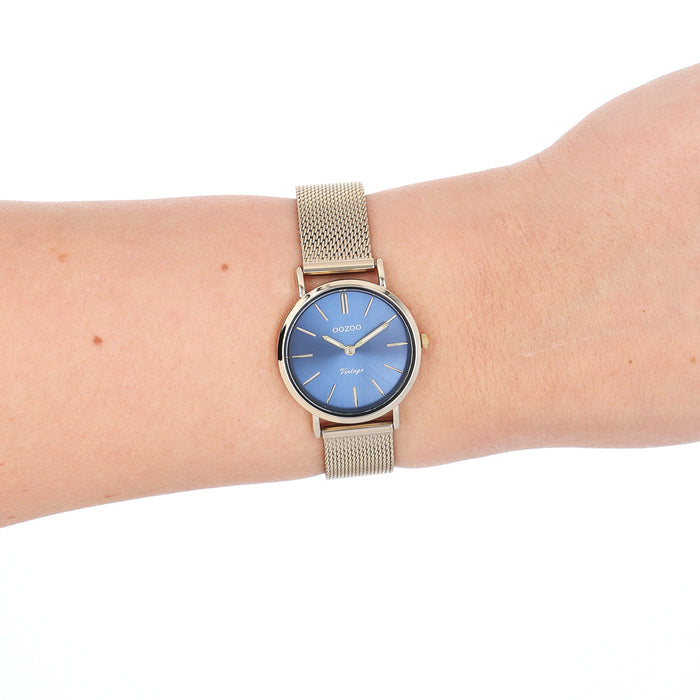 Oozoo Goudkleurige OOZOO Horloge Met Metalen Mesh Armband - C20293