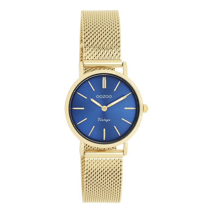 oozoo Goudkleurige OOZOO horloge met metalen mesh armband - C20293