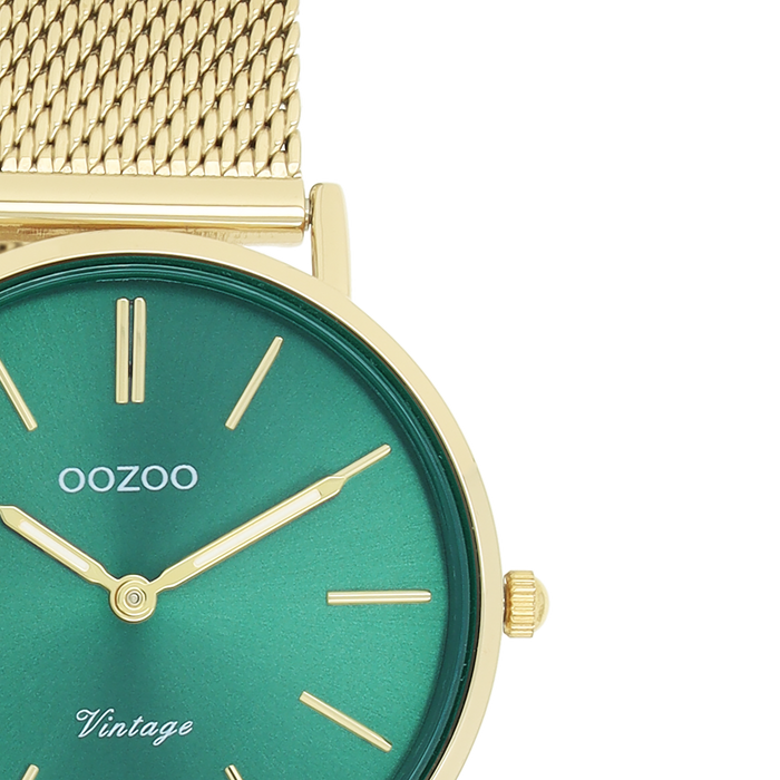 Oozoo Goudkleurige OOZOO Horloge Met Metalen Mesh Armband - C20296