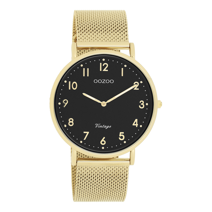 oozoo Goudkleurige OOZOO horloge met metalen mesh armband - C20344