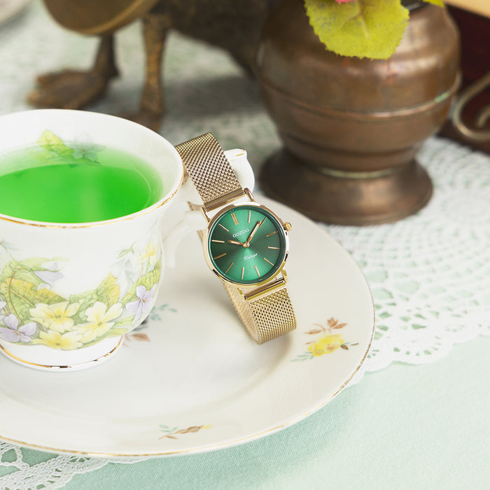 Oozoo Goudkleurige OOZOO Horloge Met Metalen Mesh Armband - C20297