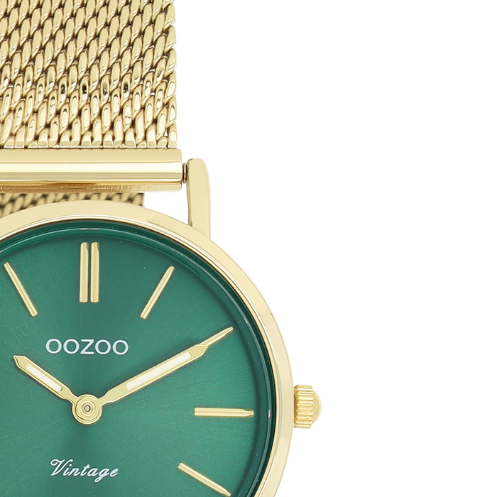 Oozoo Goudkleurige OOZOO Horloge Met Metalen Mesh Armband - C20297