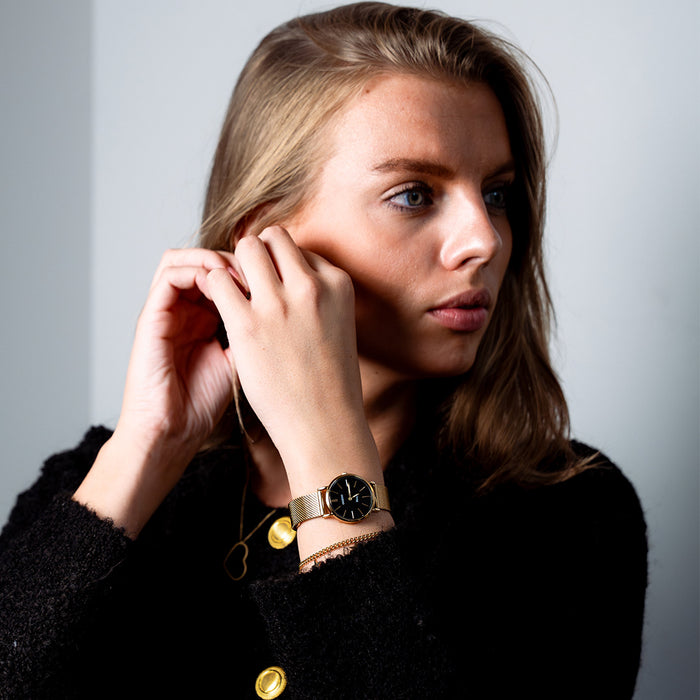 Oozoo Goudkleurige OOZOO Horloge Met Metalen Mesh Armband - C20232