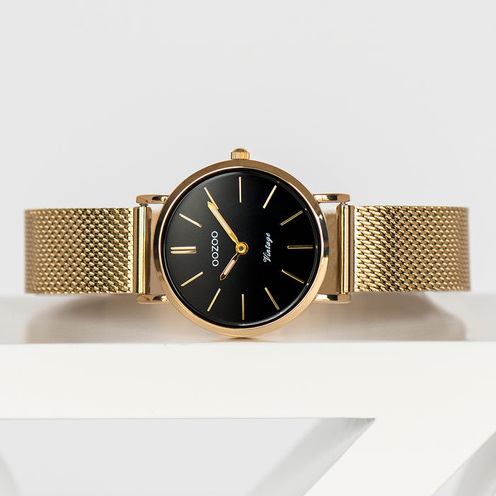 Oozoo Goudkleurige OOZOO Horloge Met Metalen Mesh Armband - C20232