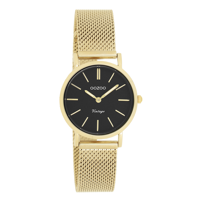 oozoo Goudkleurige OOZOO horloge met metalen mesh armband - C20232