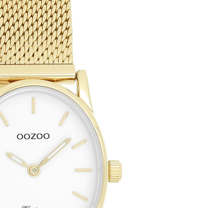 Oozoo Goudkleurige OOZOO Horloge Met Metalen Mesh Armband - C20258