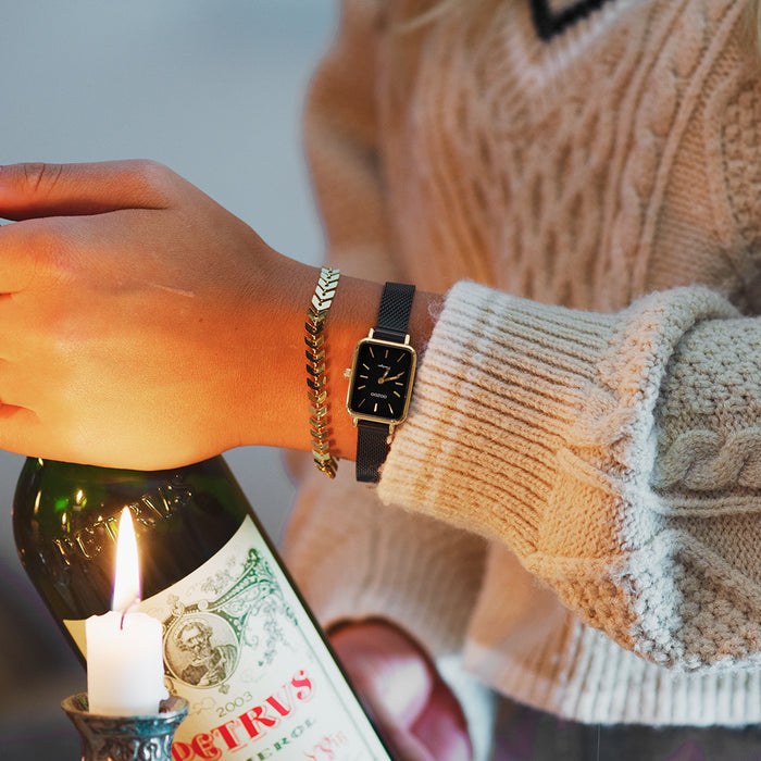 Oozoo Goudkleurige OOZOO Horloge Met Metalen Mesh Armband - C20269