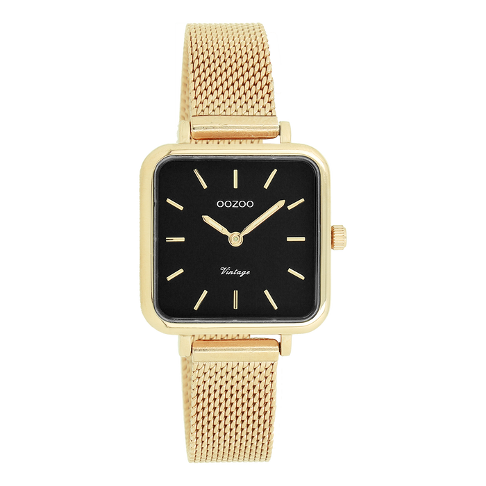 oozoo Goudkleurige OOZOO horloge met metalen mesh armband - C20264
