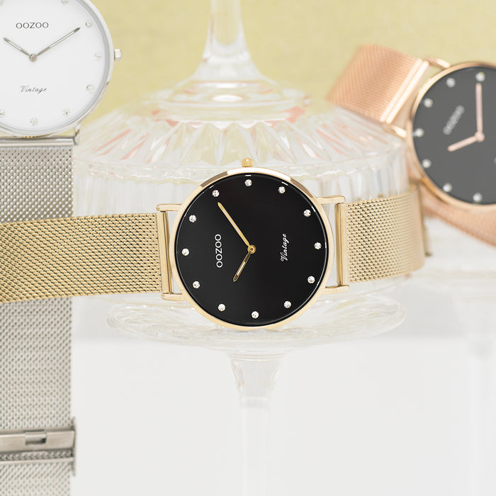 Oozoo Goudkleurige OOZOO Horloge Met Metalen Mesh Armband - C20237