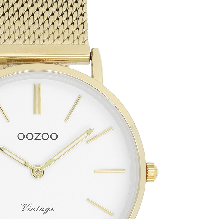 Oozoo Goudkleurige OOZOO Horloge Met Metalen Mesh Armband - C9911