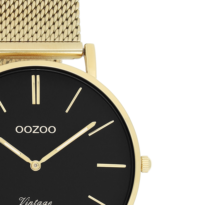 Oozoo Goudkleurige OOZOO Horloge Met Metalen Mesh Armband - C9914