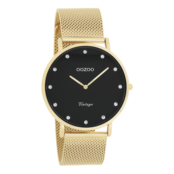 oozoo Goudkleurige OOZOO horloge met metalen mesh armband - C20237