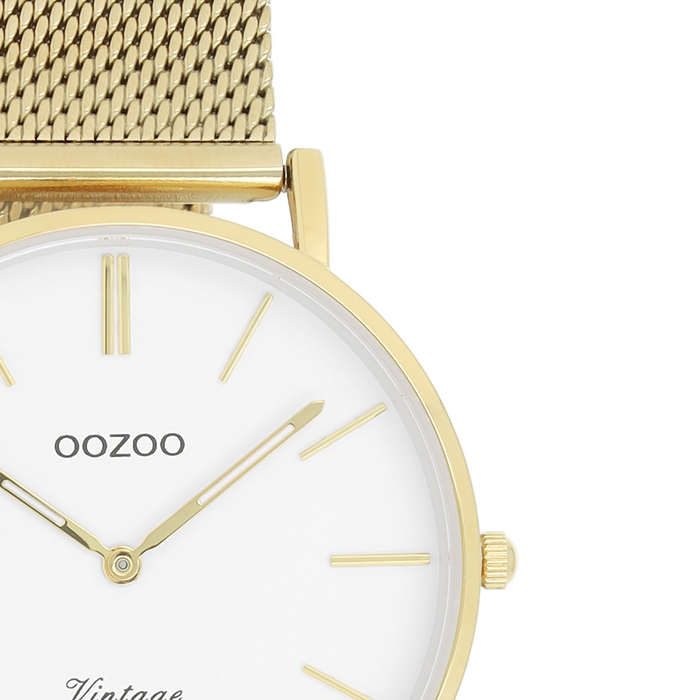 Oozoo Goudkleurige OOZOO Horloge Met Metalen Mesh Armband - C9910