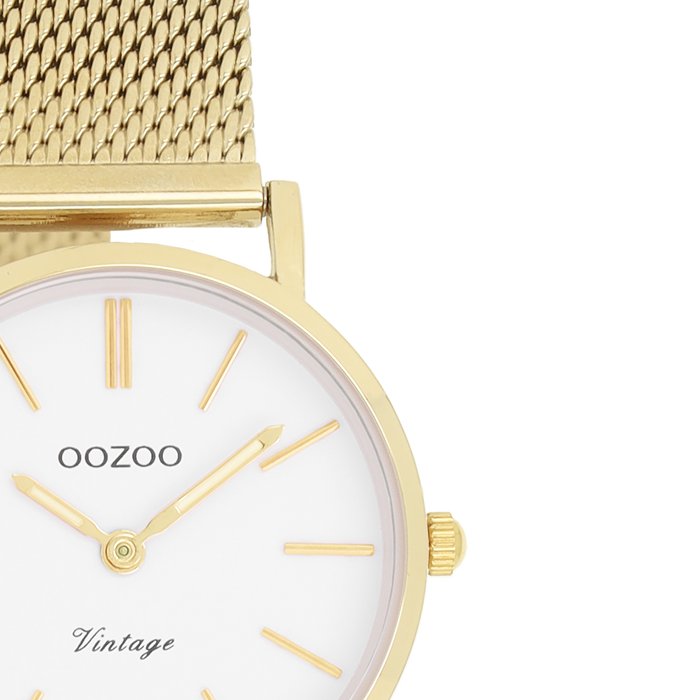 Oozoo Goudkleurige OOZOO Horloge Met Metalen Mesh Armband - C20231