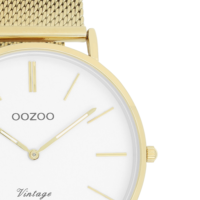 Oozoo Goudkleurige OOZOO Horloge Met Metalen Mesh Armband - C9909