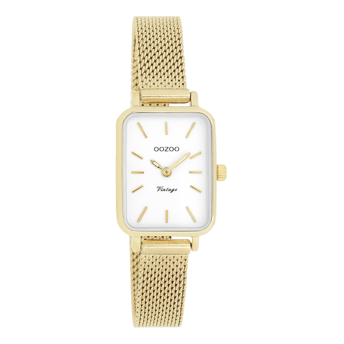 oozoo Goudkleurige OOZOO horloge met metalen mesh armband - C20268