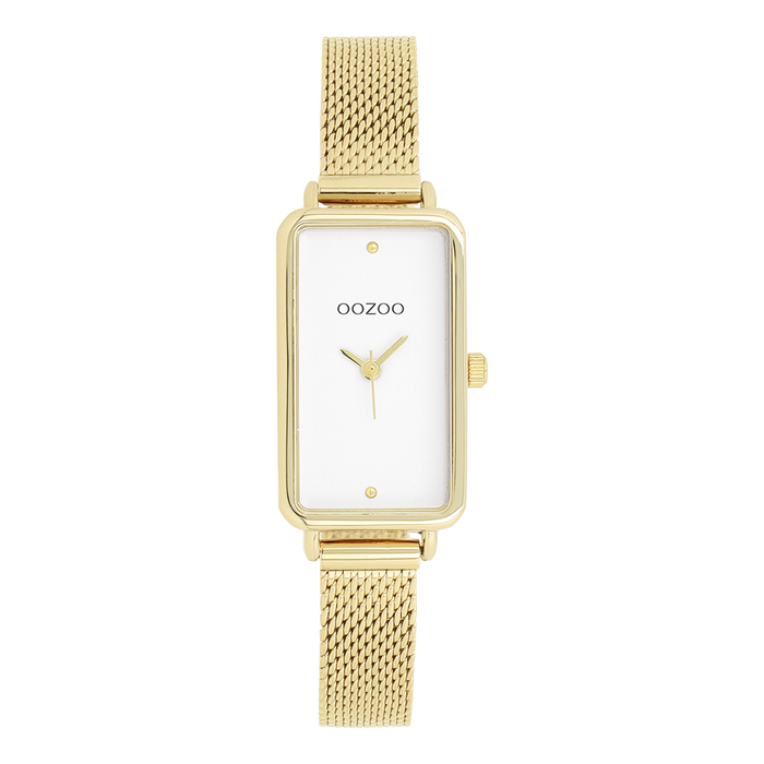 oozoo Goudkleurige OOZOO horloge met metalen mesh armband - C11533