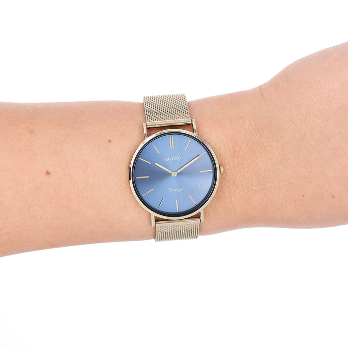 Oozoo Goudkleurige OOZOO Horloge Met Metalen Mesh Armband - C20291