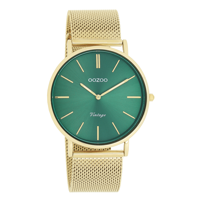 oozoo Goudkleurige OOZOO horloge met metalen mesh armband - C20294