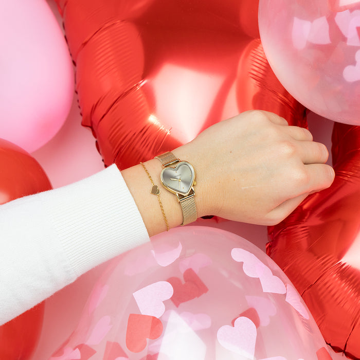 Oozoo Goudkleurige OOZOO Horloge Met Metalen Mesh Armband - C11416