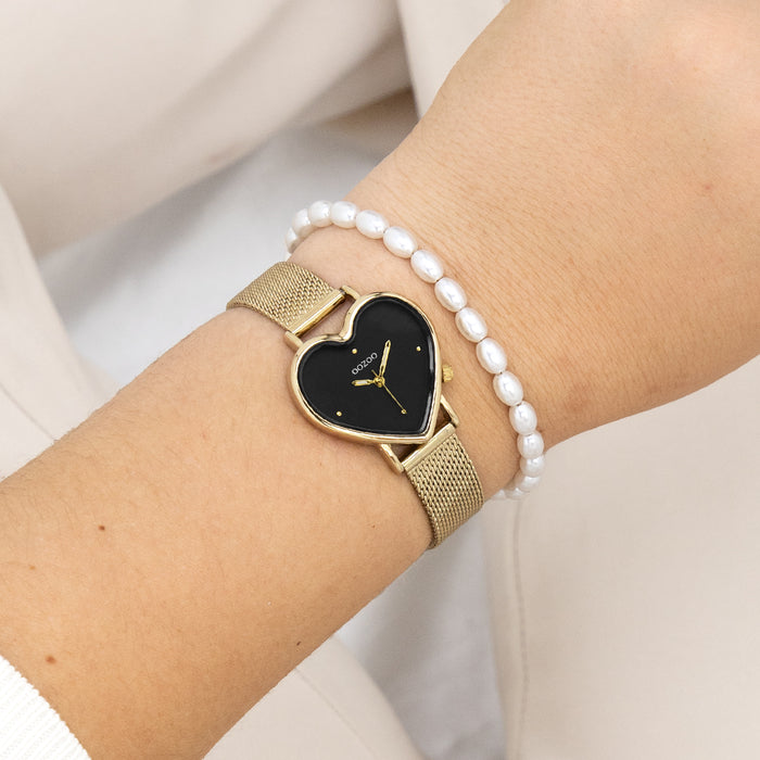 Oozoo Goudkleurige OOZOO Horloge Met Metalen Mesh Armband - C11417