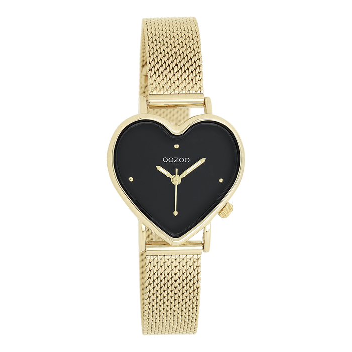 oozoo Goudkleurige OOZOO horloge met metalen mesh armband - C11417
