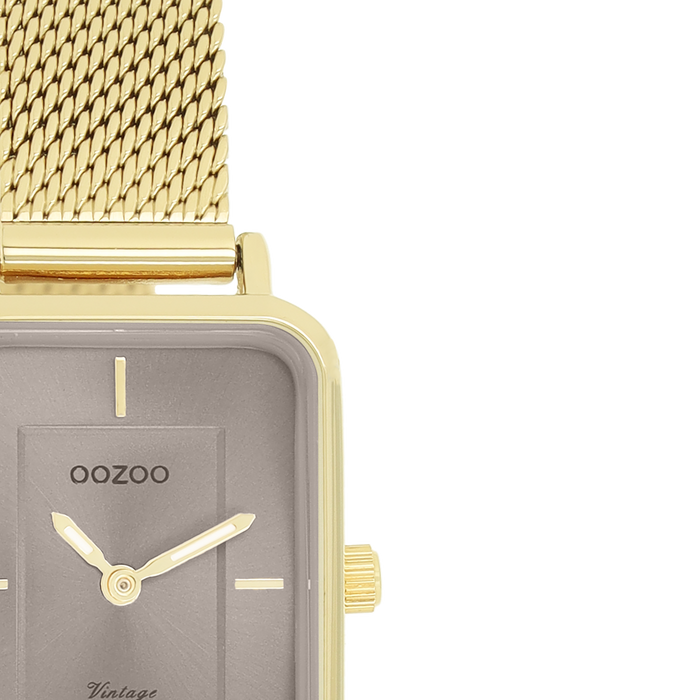 Oozoo Goudkleurige OOZOO Horloge Met Metalen Mesh Armband - C20353