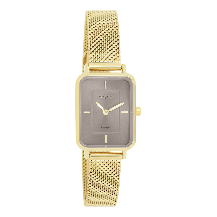 oozoo Goudkleurige OOZOO horloge met metalen mesh armband - C20353