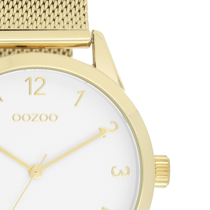 Oozoo Goudkleurige OOZOO Horloge Met Metalen Mesh Armband - C11322