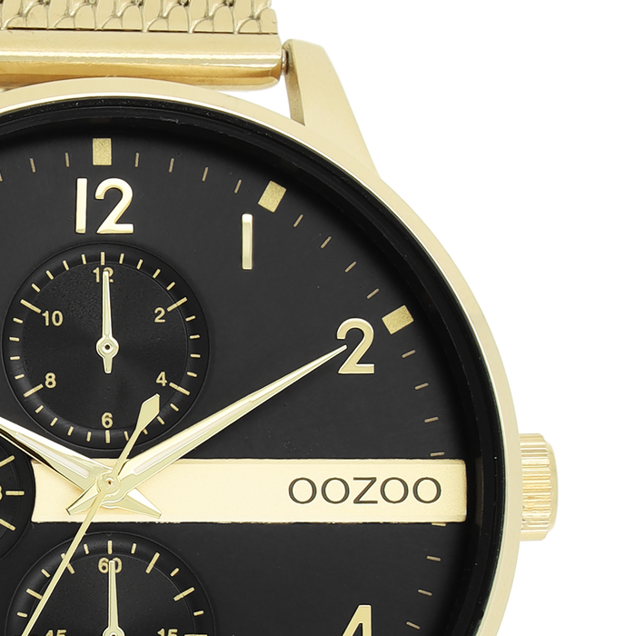 Oozoo Goudkleurige OOZOO Horloge Met Metalen Mesh Armband - C11302