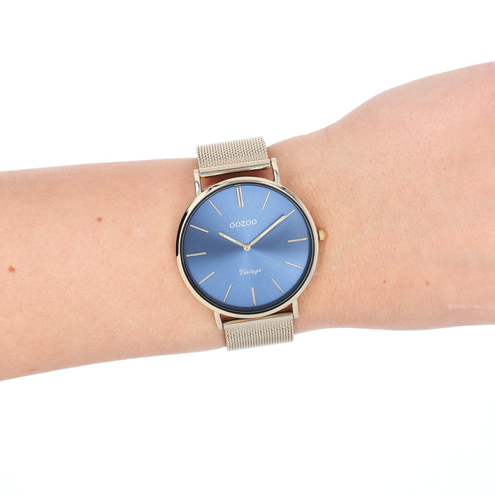 Oozoo Goudkleurige OOZOO Horloge Met Metalen Mesh Armband - C20290