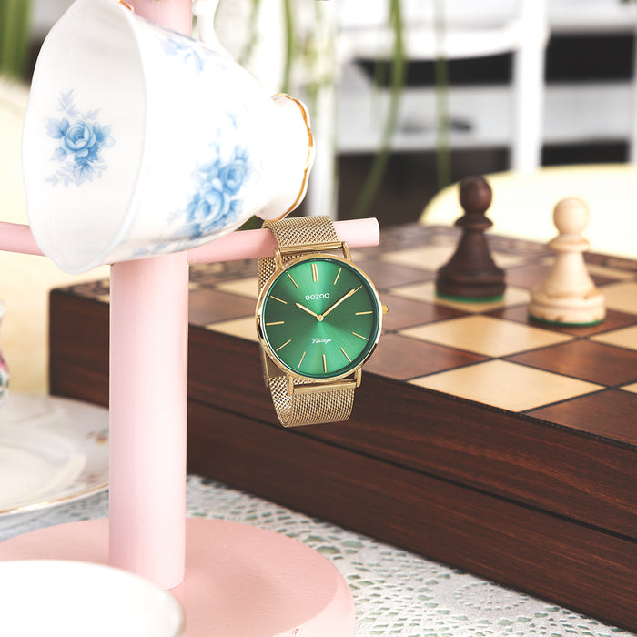 Oozoo Goudkleurige OOZOO Horloge Met Metalen Mesh Armband - C20294