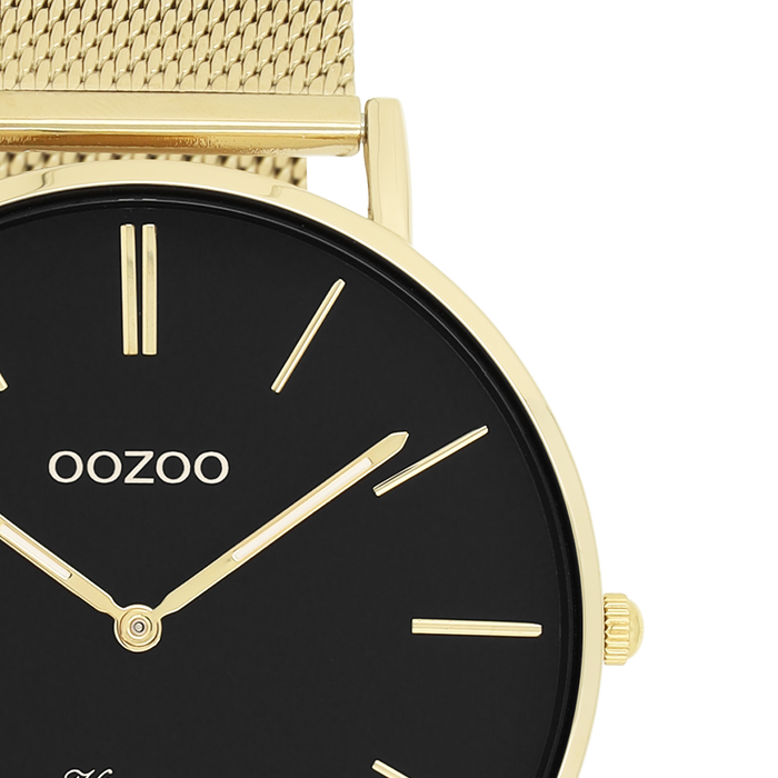 Oozoo Goudkleurige OOZOO Horloge Met Metalen Mesh Armband - C9912
