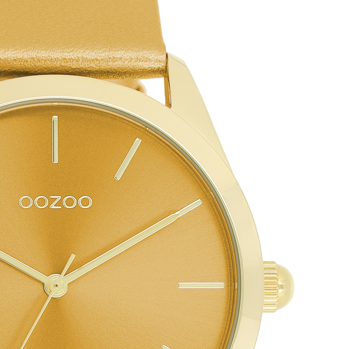 Oozoo Goudkleurige OOZOO Horloge Met Oker Gele Leren Band - C11332