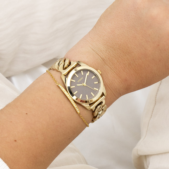 Oozoo Goudkleurige OOZOO Horloge Met Petit Schakelarmband - C11420