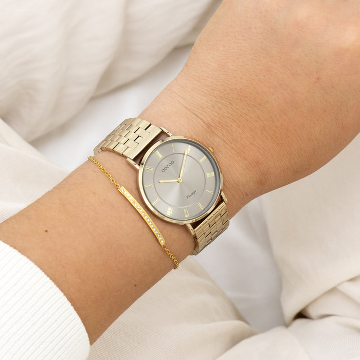 Oozoo Goudkleurige OOZOO Horloge Met Roestvrijstalen Armband - C20370