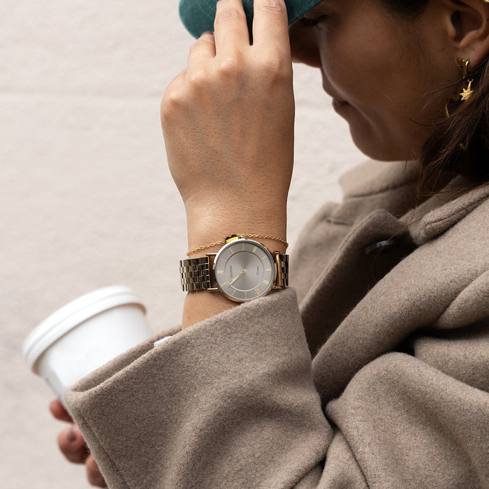 Oozoo Goudkleurige OOZOO Horloge Met Roestvrijstalen Armband - C20370