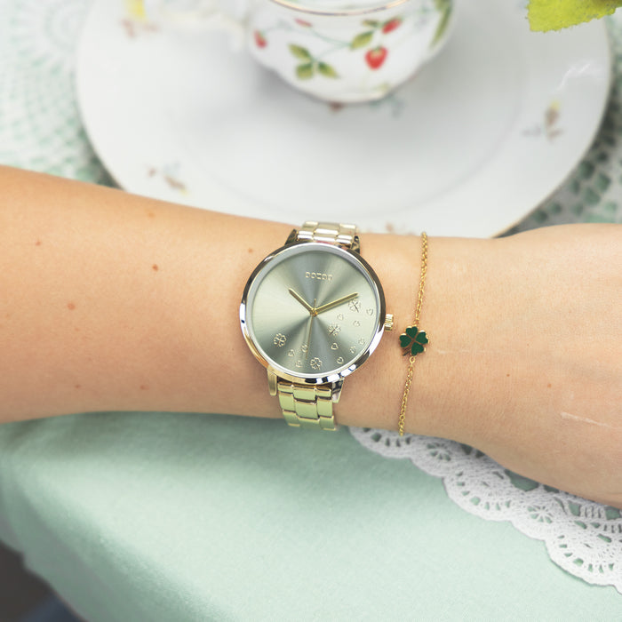 Oozoo Goudkleurige OOZOO Horloge Met Roestvrijstalen Armband - C11123