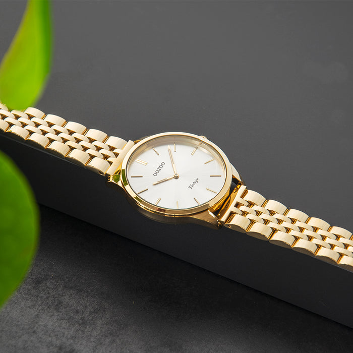 Oozoo Goudkleurige OOZOO Horloge Met Roestvrijstalen Armband - C9985