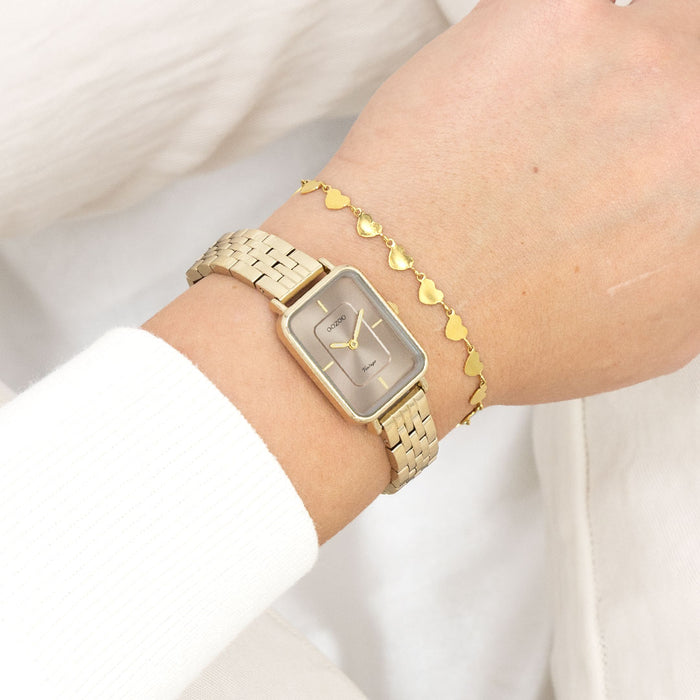 Oozoo Goudkleurige OOZOO Horloge Met Roestvrijstalen Armband - C20419