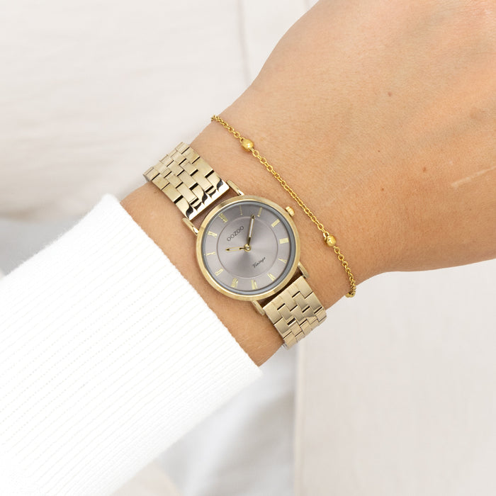 Oozoo Goudkleurige OOZOO Horloge Met Roestvrijstalen Armband - C20377