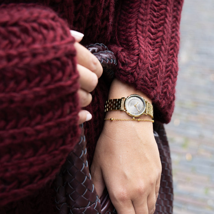 oozoo Goudkleurige OOZOO horloge met roestvrijstalen armband - C20377