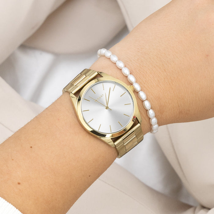 Oozoo Goudkleurige OOZOO Horloge Met Roestvrijstalen Armband - C11430