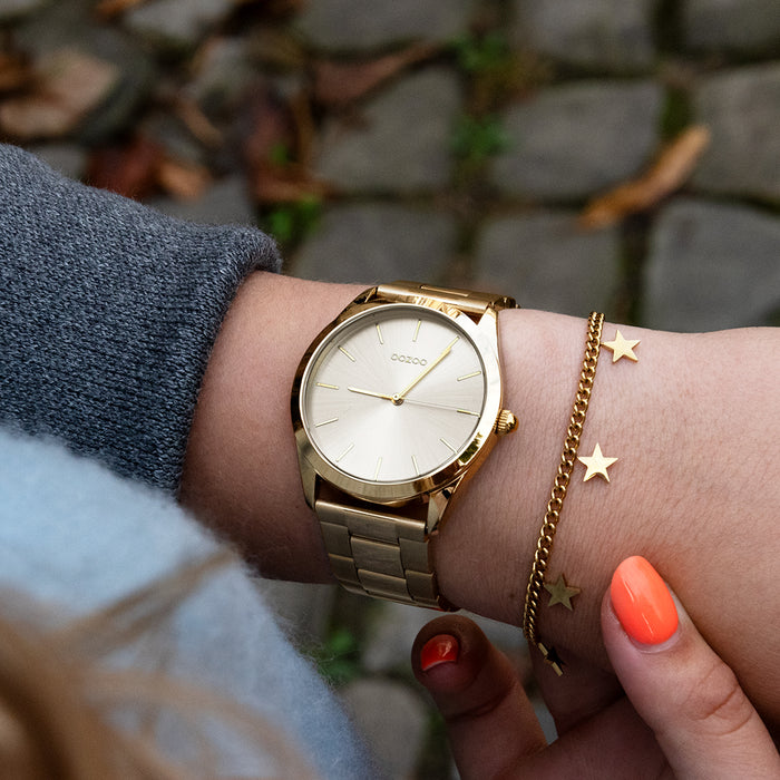 Oozoo Goudkleurige OOZOO Horloge Met Roestvrijstalen Armband - C11430