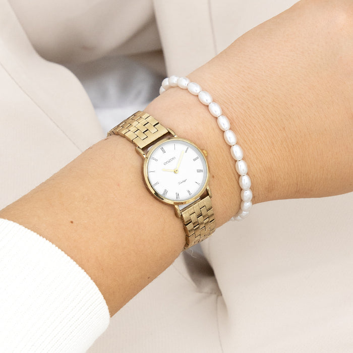 Oozoo Goudkleurige OOZOO Horloge Met Roestvrijstalen Armband - C20376