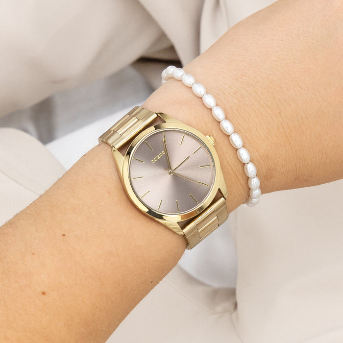 Oozoo Goudkleurige OOZOO Horloge Met Roestvrijstalen Armband - C11431