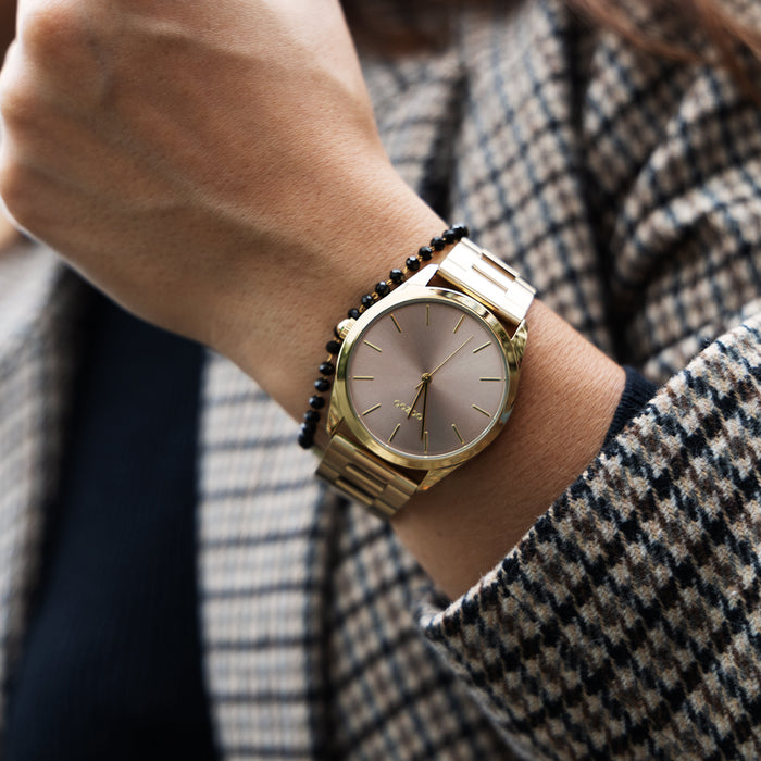 oozoo Goudkleurige OOZOO horloge met roestvrijstalen armband - C11431