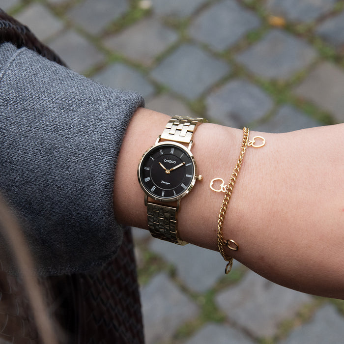 Oozoo Goudkleurige OOZOO Horloge Met Roestvrijstalen Armband - C20378